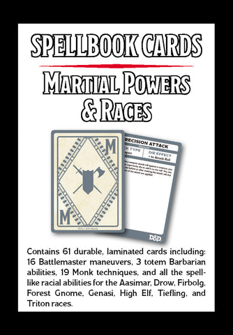 Dungeons & Dragons Spellbook Cards: Martial Powers & Races