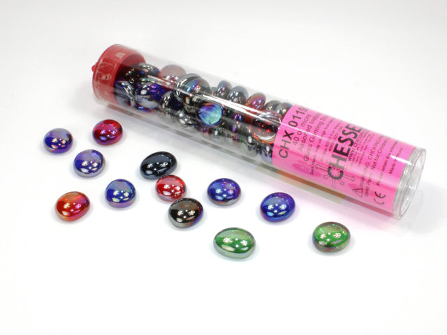 Gaming Stones: Iridized Assorted Colors Glass Stones Tube