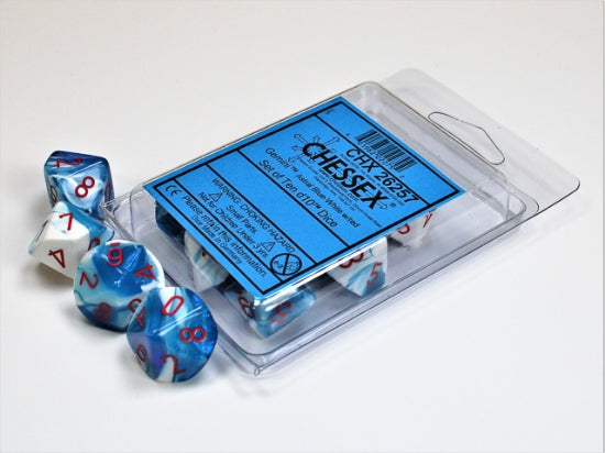 Gemini: Set of Ten d10 Astral Blue-White/Red