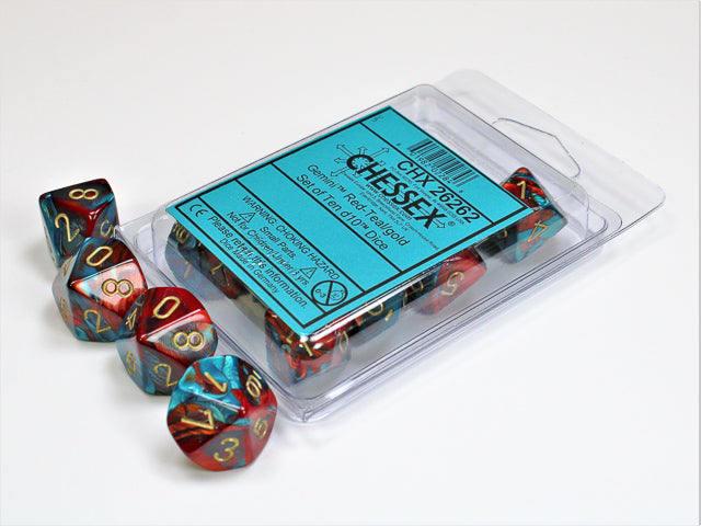 Chessex Gemini 7: Poly D10 Red/Teal/Gold (10)