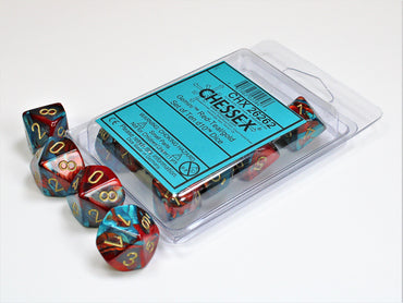 Chessex Gemini 7: Poly D10 Red/Teal/Gold (10)