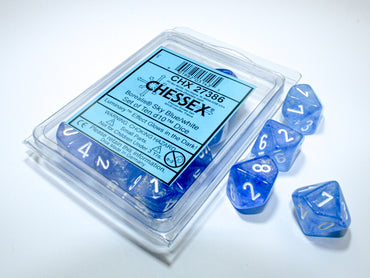 Chessex Borealis: Sky Blue/white Luminary Set of Ten d10s