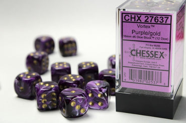 Vortex: 16mm Pip D6 Purple/Gold (12)