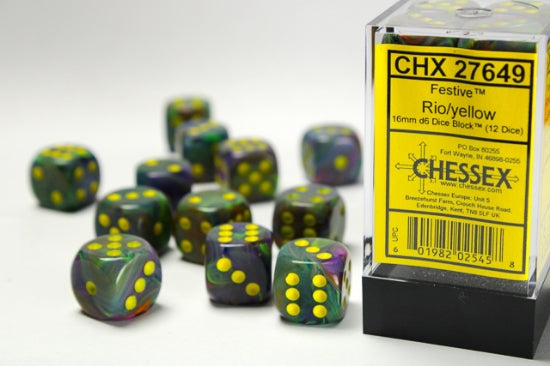 Festive: 16mm Pip D6 Rio/Yellow (12)