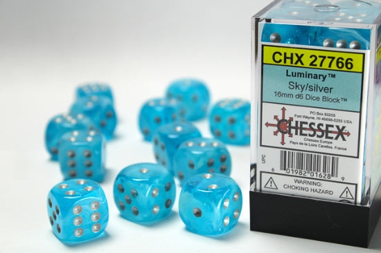 Luminary: 16mm Pip D6 Sky/Silver (12)