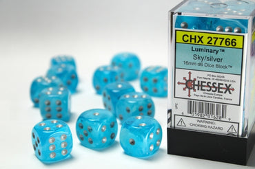 Luminary: 16mm Pip D6 Sky/Silver (12)