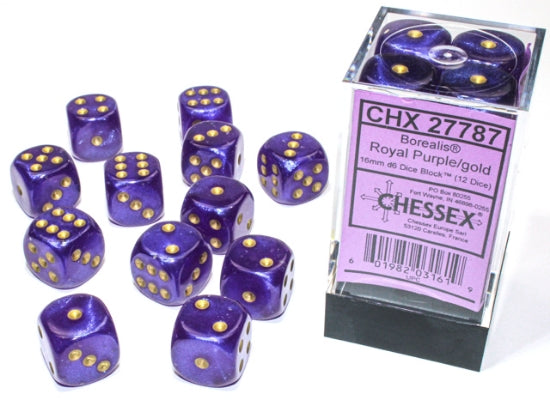Chessex Borealis 12D6 Royal Purple/Gold 16MM