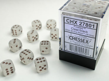 Chessex Frosted 36D6 Clear/Black 12MM