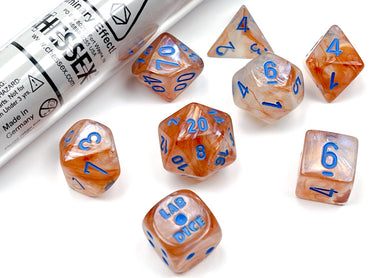 Borealis Rose Gold/ Light Blue Polyhedral 7 Set Dice