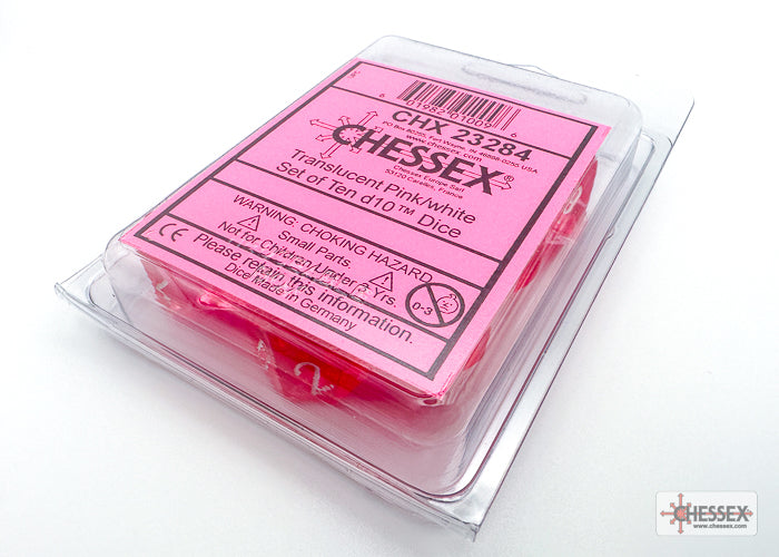 Translucent Pink/white Ten d10 Set