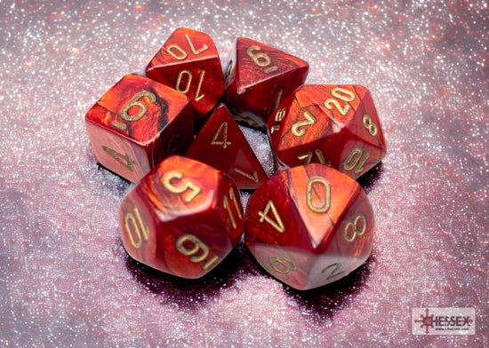 Scarab: Mega-hedral Scarlet/gold 7-Die Set