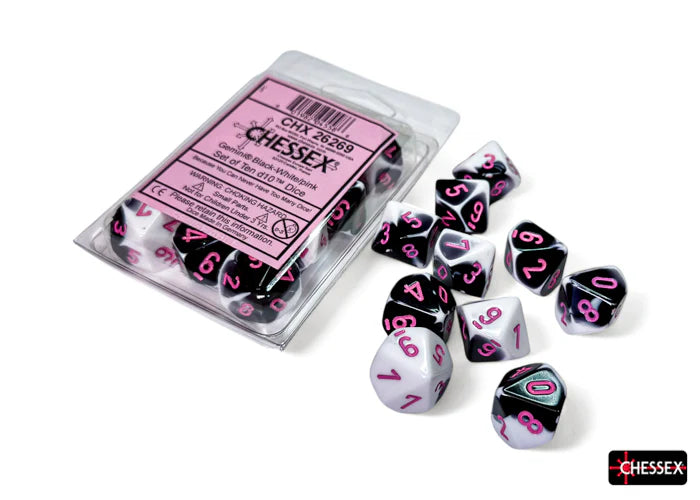 Gemini: Set of Ten d10 Black-White/Pink