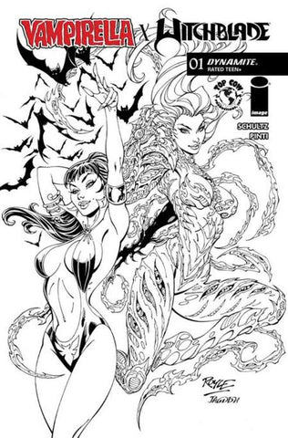Vampirella X Witchblade Special #1 (One Shot) Cover Q Inc 1:7 John Royle Line Art Trade Dress Variant
