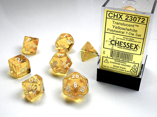 Translucent: Polyhedral 7-Die Set Yellow/White
