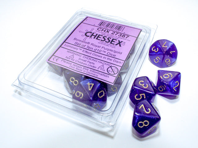 Borealis Royal Purple/Gold Luminary Set of Ten Luminary d10