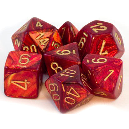 Scarab Scarlet Gold Polyhedral 7 Die Set