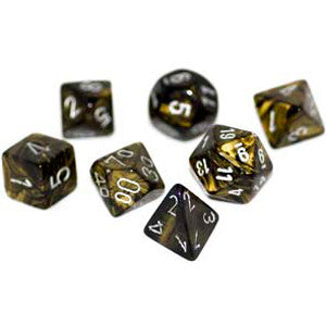 Leaf Black Gold/Silver Polyhedral 7 Die Set