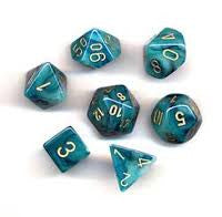 Chessex Polyhedral 7-Die Set: Phantom: Teal/Gold