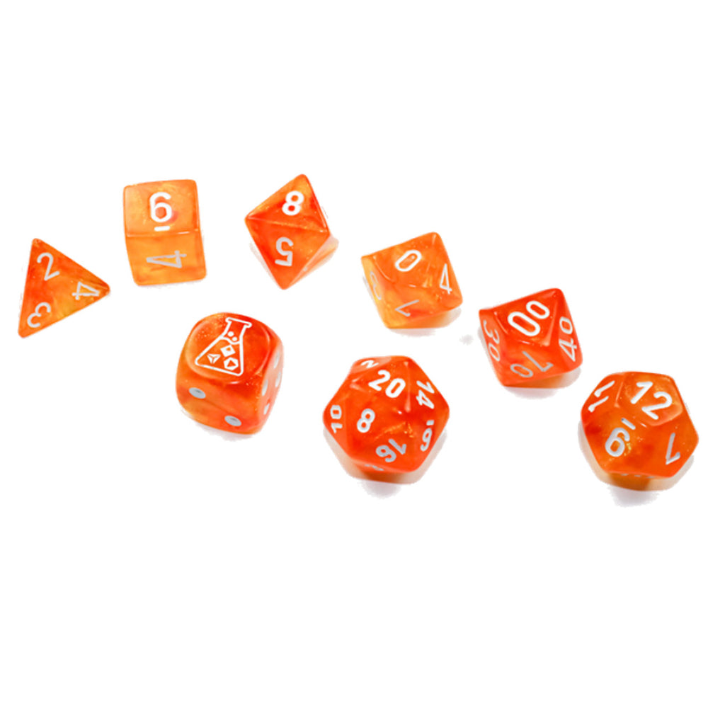 Chessex Lab Dice Borealis 7-Die Set Blood Orange/White