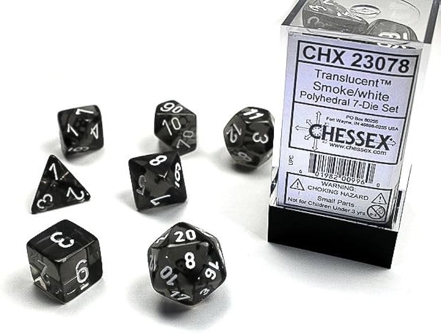 Translucent: Polyhedral 7-Die Set Smoke/White