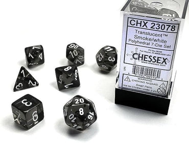 Translucent: Polyhedral 7-Die Set Smoke/White