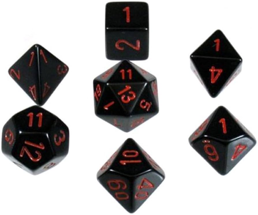 Black /Red 7 Die Set Opaque