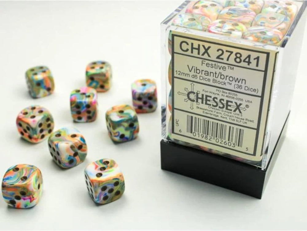 Chessex Festive 36D6 Vibrant/Brown 12MM