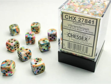 Chessex Festive 36D6 Vibrant/Brown 12MM