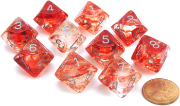 Chessex Nebula Red/Silver Set of 10 D10