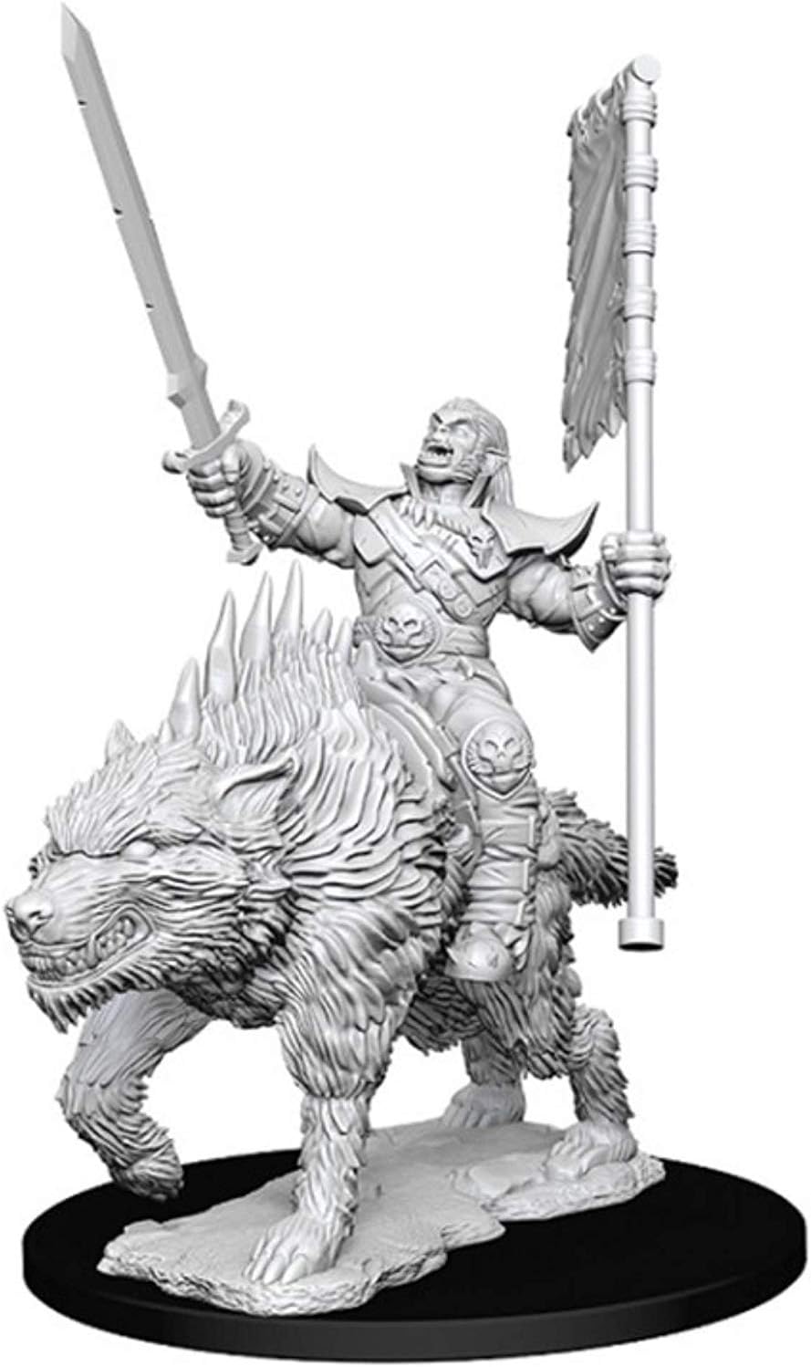 Pathfinder Deep Cuts W07 Orc on Dire Wolf unpainted miniature