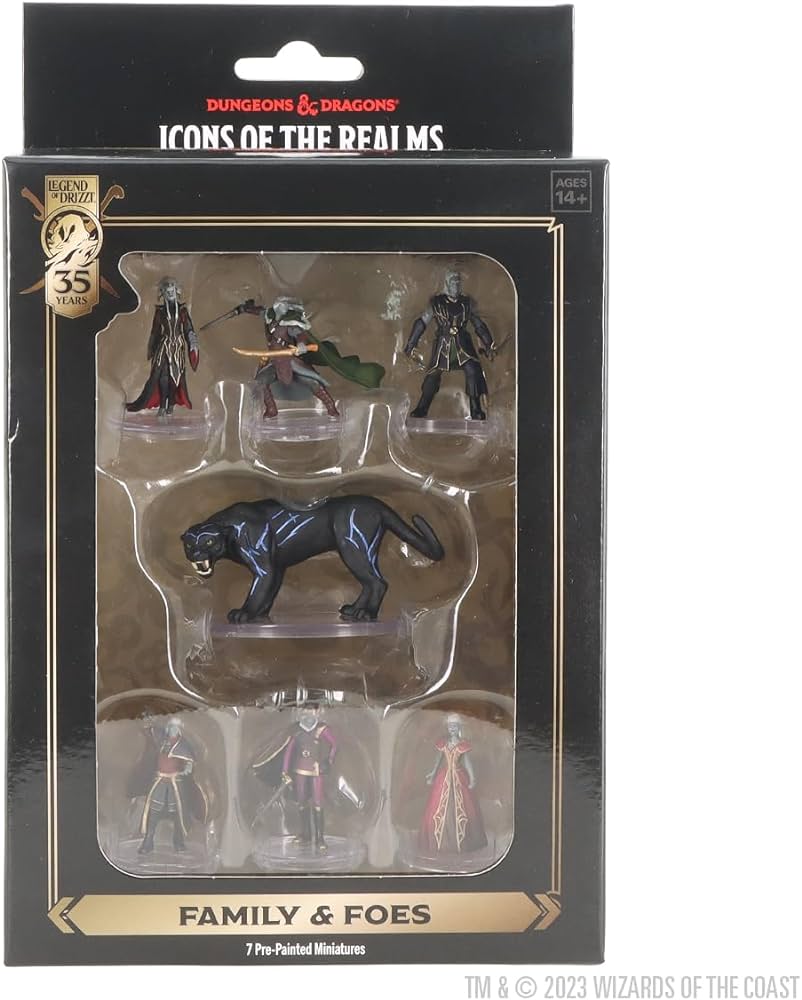 D&D Icons of the Realms The Legend of Drizzt 35th Anniversary  Family & Foes Miniatures Set