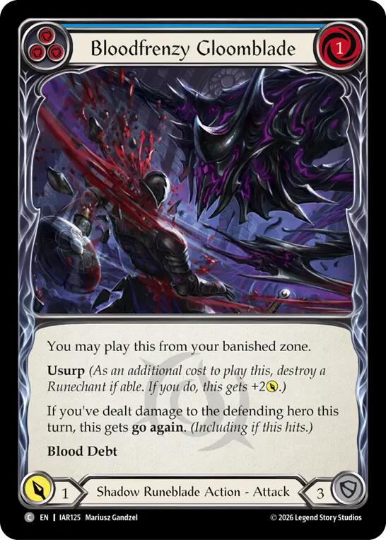 Bloodfrenzy Gloomblade (Blue) [IAR125] (Usurp the Shadow Throne)  Rainbow Foil