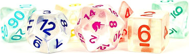 16mm Resin Poly Dice Set Unicorn Rainbow Ice