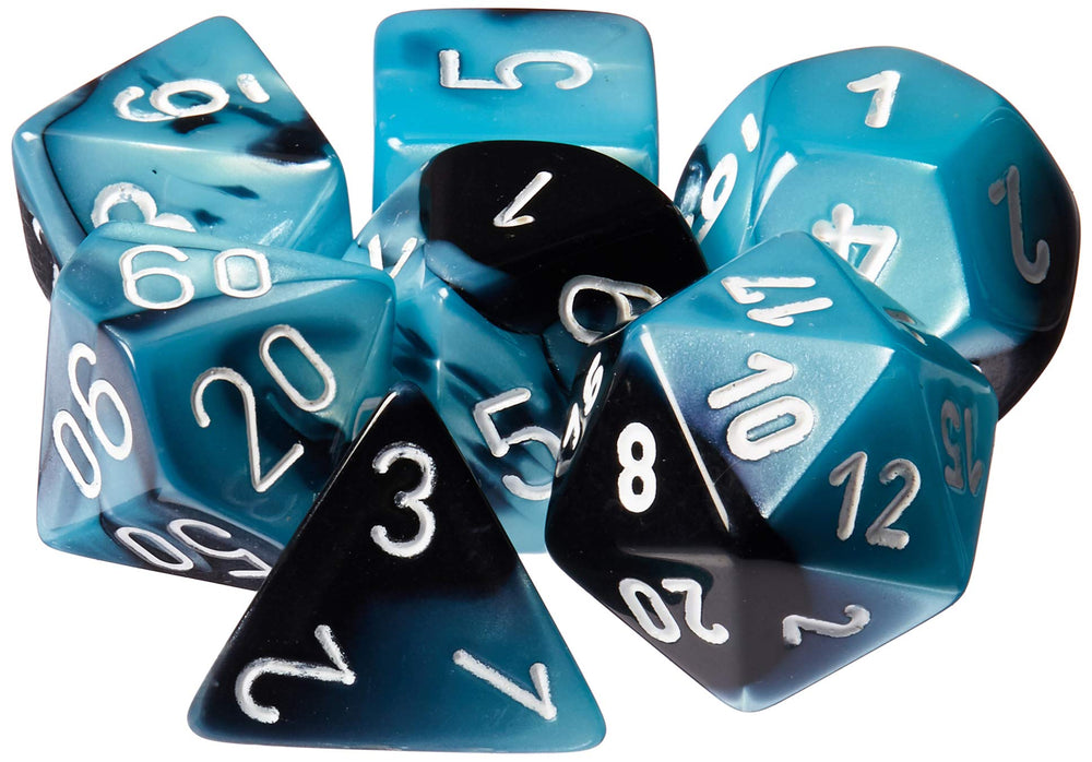 Gemini Black-Shell/White Polyhedral 7-Die Set