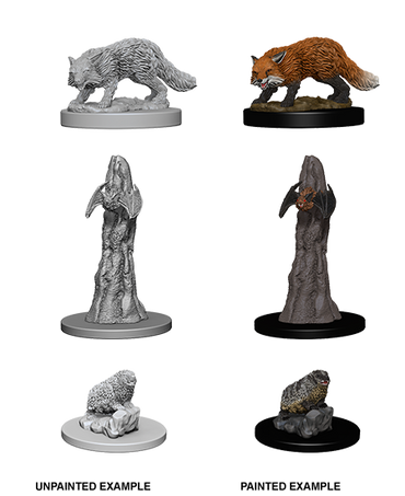 Pathfinder Deep Cuts W01 Familiars (Fox, Bat, Badger) unpainted miniature