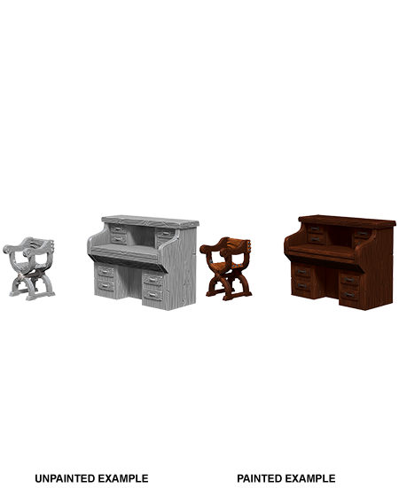 Pathfinder Deep Cuts W05 Desk & Chair unpainted miniatures