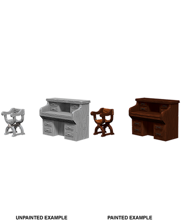 Pathfinder Deep Cuts W05 Desk & Chair unpainted miniatures