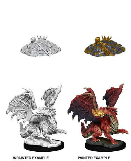 D&D NMM W10 Red Dragon Wyrmling & Pile of Treasure unpainted miniatures