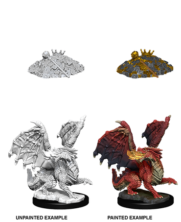 D&D NMM W10 Red Dragon Wyrmling & Pile of Treasure unpainted miniatures