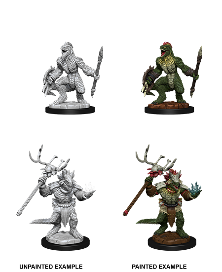 D&D NMM W12 Lizardfolk & Lizardfolk Shaman unpainted miniatures