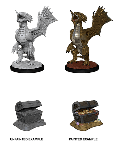 D&D NMM W13 Bronze Dragon Wyrmling & Pile of Sea Treasure unpainted miniature
