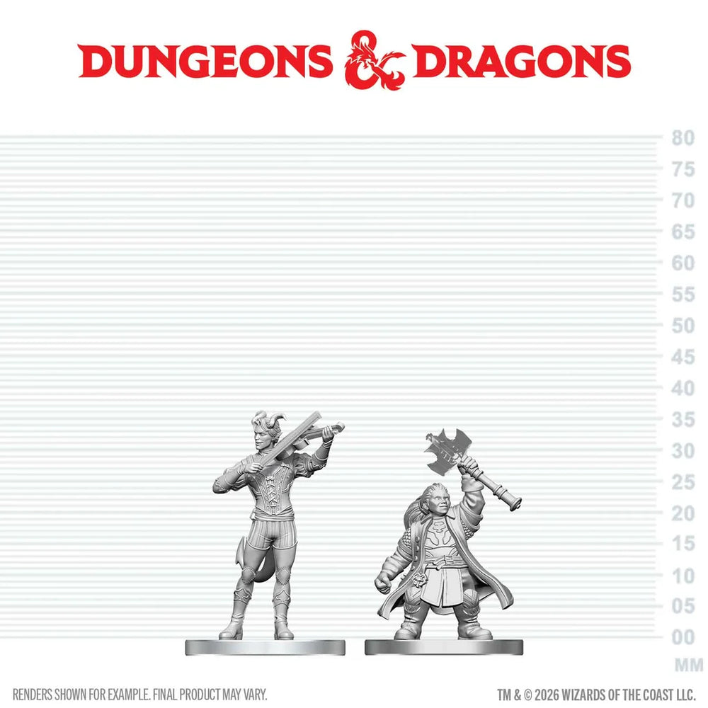 Dungeons & Dragons: Nolzur's Marvelous Unpainted Miniatures - Tiefling Bard & Dwarf Cleric