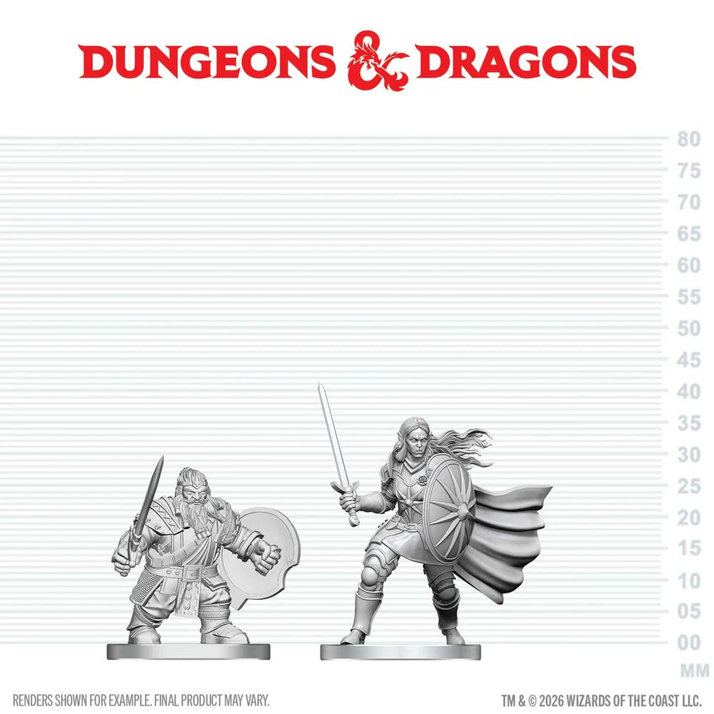 Dungeons & Dragons: Nolzur's Marvelous Unpainted Miniatures - Dwarf Fighter & Orc Paladin