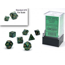 Chessex Scarab Mini Polyhedral 7 Die Set Jade/Gold