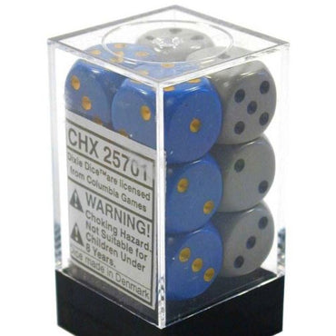 6 Blue 6 Gray 16mm 12 dice