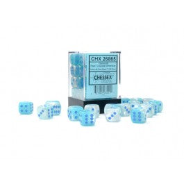 Gemini Pearl Turquoise-White/Blue Luminary 12MM D6 Dice