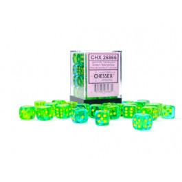 Gemini Translucent Green-Teal/Yellow 12MM D6 Dice