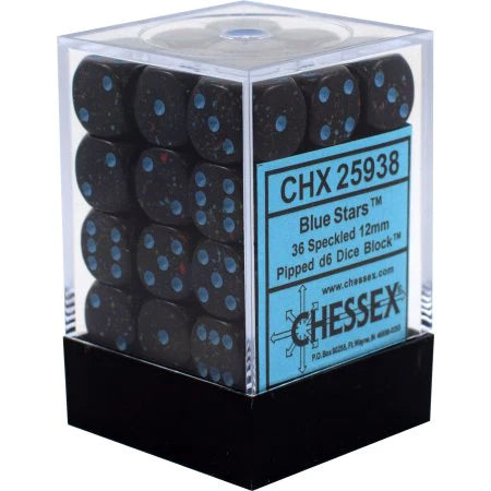 Chessex 12mm D6 Set of 36: Speckled - Blue Stars
