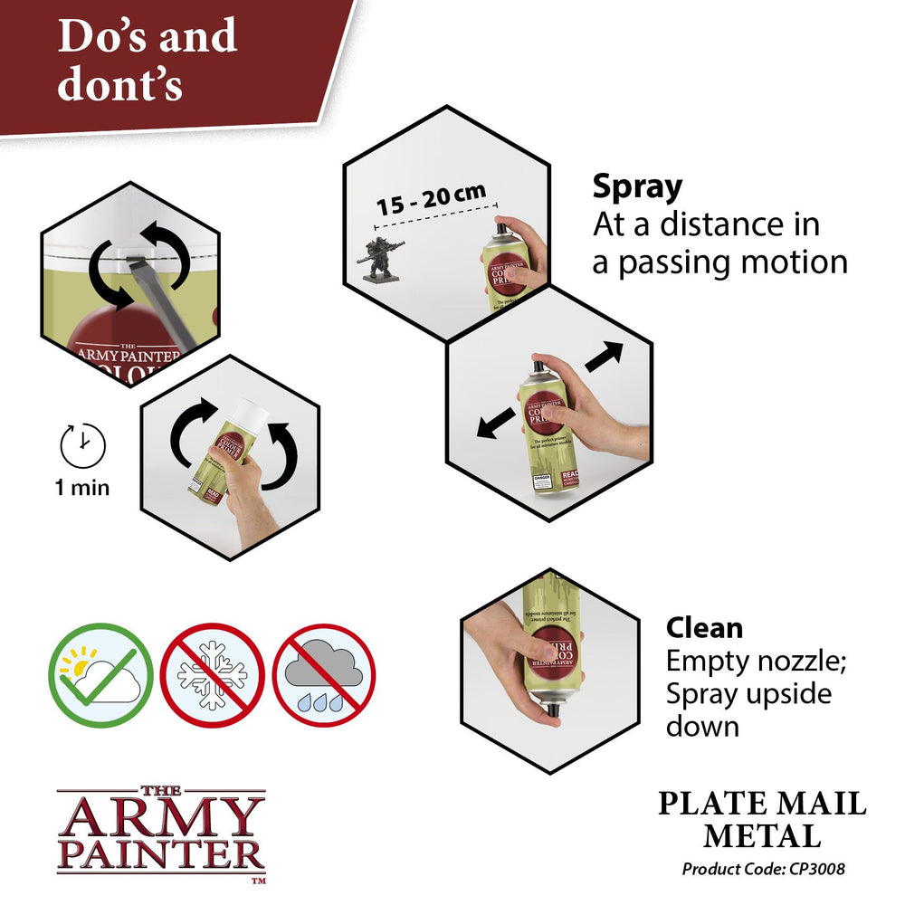 The Army Painter - Colour Spray Primer: Plate Mail Metal, 402g