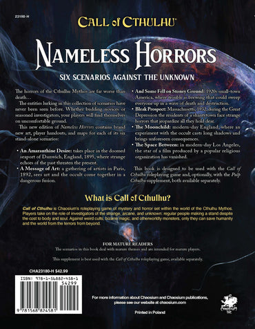 Call of Cthulhu RPG: Nameless Horrors - Hardcover (Second Edition)